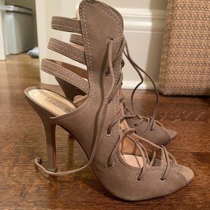 Schutz Nude Suede Strappy Heels